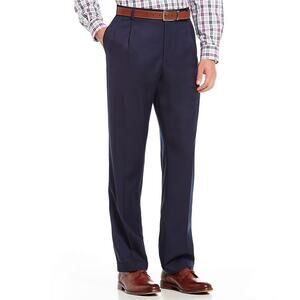 Roundtree & Yorke TravelSmart Luxury Gabardine Pleated Dress Pants